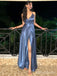Sexy Blue A-line Spagehetti Straps Long Formal Dress to Impress,MB11099