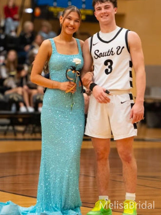 Elegant Blue Square Mermaid Long Formal Dress to Impress,MB11064
