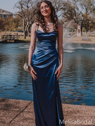Popular Blue Spaghetti Straps Long Formal Dress to Impress,MB11157