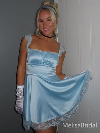 Elegant Blue Spagehtti Straps Short Party Dress Short Homecoming Dress, HD550