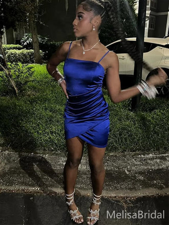 Sexy Blue Spaghetti Straps Short Party Dress Short Homecoming Dress, HD517