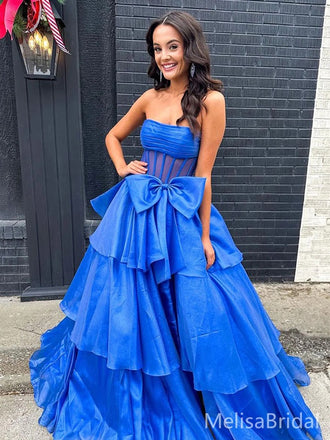 Gorgeous Blue A-line Straight Across  Long Formal Dress to Impress,MB11020