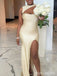 Elegant Champagne Mermaid Slit Long Formal Dress to Impress,MB11111