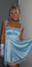 Elegant Blue Spagehtti Straps Short Party Dress Short Homecoming Dress, HD550