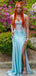 Sparkly Blue Sapgehtti Straps Mermaid Long Formal Dress to Impress,MB11128