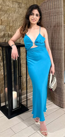 Sexy Blue Mermaid Spaghetti Straps Long Formal Dress to Impress,MB11089