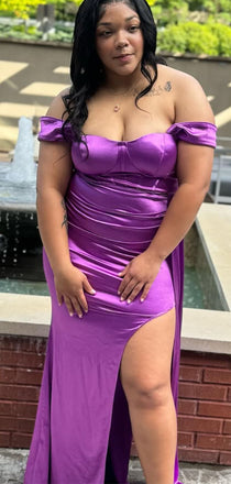 Elegant Purple Off-shoulder Long Formal Dress to Impress,MB11166