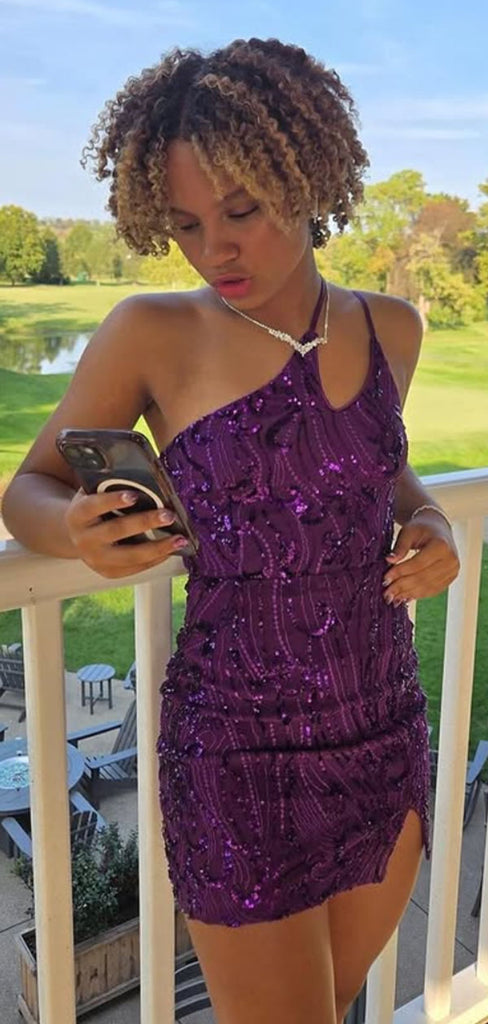 Sexy Purple Tight Short Party Dress Short Homecoming Dress, HD552