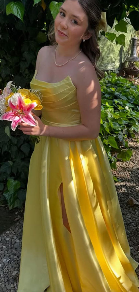Elegant Yellow Sweetheart A-line Long Formal Dress to Impress,MB11203