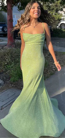 Sexy Green Mermaid Spaghetti straps Long Formal Dress to Impress,MB11032