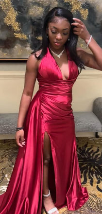 Sexy Red V-neck Mermaid Long Formal Dress to Impress,MB11161