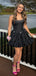 Cute Black Bow Short Party Dress Short Homecoming Dress, HD547