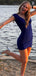 Elegant Blue Off-shoulder Short Party Dress Short Homecoming Dress, HD551