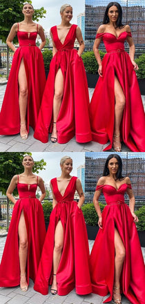 Elegant Red A-line Long Bridesmaid Dresses ,BD270