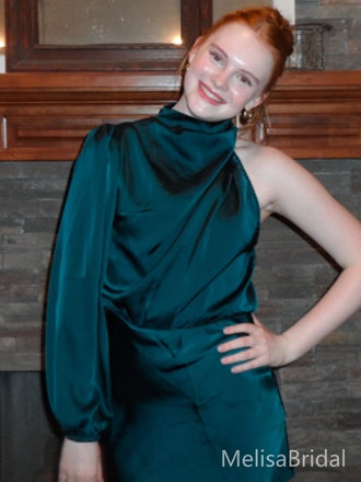 Elegant Green One Sleeve Short Party Dress Short Homecoming Dress, HD514