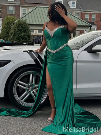 Sexy Green Mermaid Spaghetti Straps Long Formal Dress to Impress,MB11102