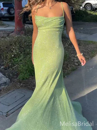 Sexy Green Mermaid Spaghetti straps Long Formal Dress to Impress,MB11032