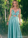 Elegant Green Spaghetti Straps A-line Long Formal Dress to Impress,MB11150