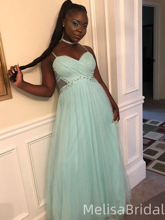 Elegant Green Spaghetti Straps Long Formal Dress to Impress,MB11188