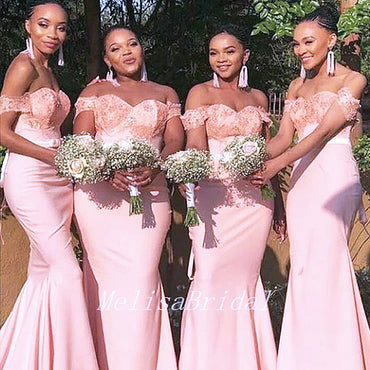 Elegant Off Shoulder Maxi Long Bridesmaid Mermaid Dresses ,BD04