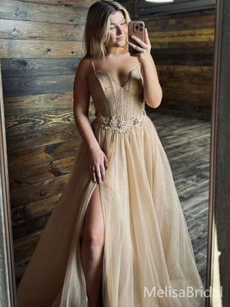 Popular Ivory A-line Spaghetti Straps Long Formal Dress to Impress,MB11156