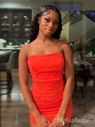 Sexy Red Straight Across Short Party Dress Short Homecoming Dress, HD509