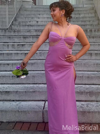 Elegant Purple Spaghetti Straps Long Formal Dress to Impress,MB11147