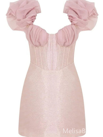 Cute Pink Sweetheart Short Party Dress Short Homecoming Dress, HD485
