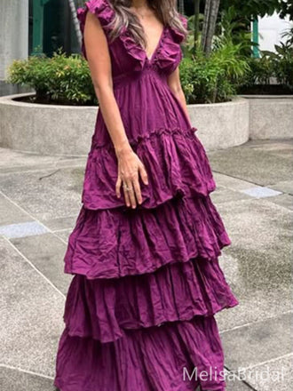 Elegant Purple Spaghetti Straps Long Formal Dress to Impress,MB11035