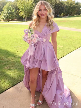 Popular High-low Purple A-line Long Formal Dress to Impress,MB11074