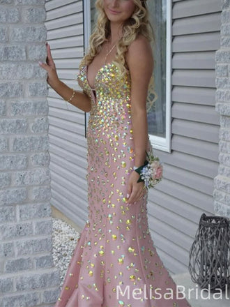 Sparkly Pink Sweetheart Mermaid Long Formal Dress to Impress,MB11189