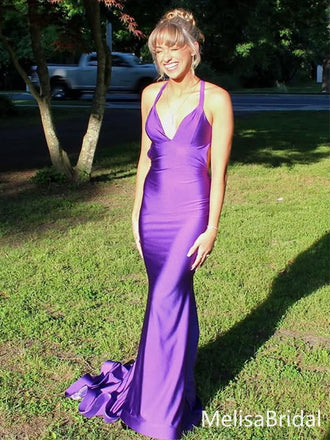 Elegant Purple Spaghetti Straps V-neck Long Formal Dress to Impress,MB11121