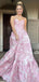 Floral Pink Strapless  Sweetheart A-line Long Prom Gown  ,MB10991