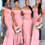 Gentle Pink One Shoulder Appliques Beading Maxi Long Bridesmaid Dresses,BD10