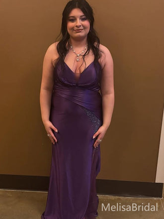 Elegant Purple V-neck Mermaid Long Formal Dress to Impress,MB11141