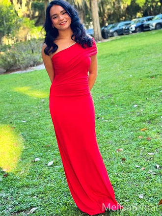 Popular Red One-shoulder Mermaid Long Formal Dress to Impress,MB11116