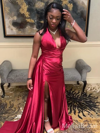 Sexy Red V-neck Mermaid Long Formal Dress to Impress,MB11161