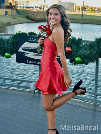 Elegant Red Straight Across Short Party Dress Short Homecoming Dress, HD538