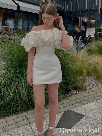 Cute White Short Party Dress Short Homecoming Dress, HD483