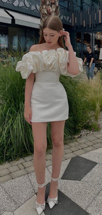 Cute White Short Party Dress Short Homecoming Dress, HD483