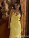 Elegant Yellow Spaghetti Straps Mermaid Long Formal Dress to Impress,MB11202