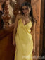 Elegant Yellow Spaghetti Straps Mermaid Long Formal Dress to Impress,MB11202