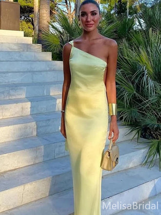 Sexy Yellow One-shoulder Mermaid Long Formal Dress to Impress,MB11039