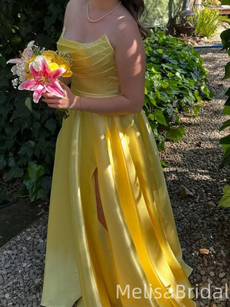 Elegant Yellow Sweetheart A-line Long Formal Dress to Impress,MB11203