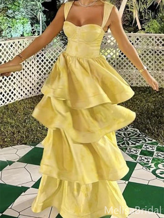 Elegant Yellow Sweetheart A-line Long Prom Gown  ,MB10999
